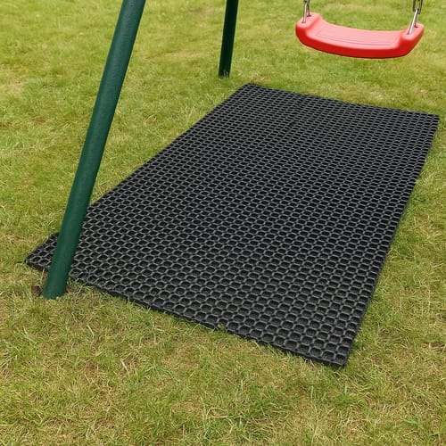 Customer photo review of Rubber Safety Grass Protection Mat – Recycled Rubber, Non-Slip, Impact Absorbing, Pegged Installation, RAPRA Approved, 3m Fall Height