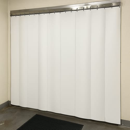 Customer photo review of Abattoir Blackout Strip Curtains Solid White (Hook-on) Ideal for Privacy & Compliance High-Impact Weather-Resistant PVC Kit with Stainless Steel Rails