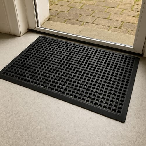 Customer photo review of Rubber Anti-Slip Mats - Durable 14mm/12.5mm, Raised Circular Pattern, Bevelled Edges, Easy Clean, Open Drainage, EN 13552 R10 Slip-Resistance