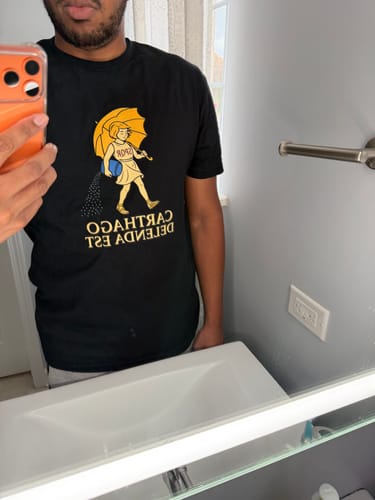 Customer photo review of Carthago Delenda Est Morton's Salt Parody Logo Unisex T-Shirt