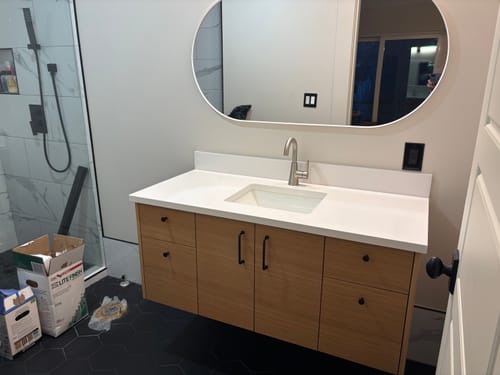 Customer photo review of Austin 48" Wall Mount Natural White Oak Bathroom Vanity