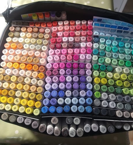 Customer photo review of Ohuhu Honolulu 320 Colors Dual Tips Alcohol Art Markers (New Version)