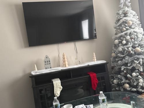 Customer photo review of Astorga 58" Glass Door Modern Farmhouse Fireplace TV Stand