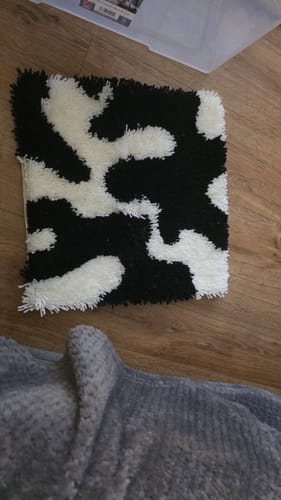 Customer photo review of Spatter Me Monochrome Latch Hook Cushion Kit