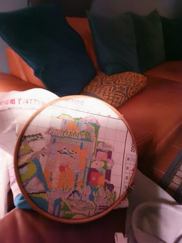 Customer photo review of Kreuzstich | Braut und Bräutigam mit Fahrrad - Abstrakt - 20 x 20cm