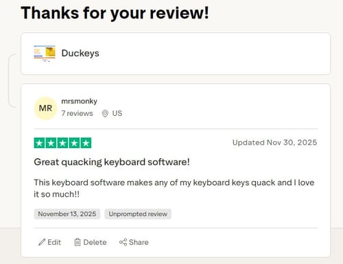 Customer photo review of QuackMod Software
