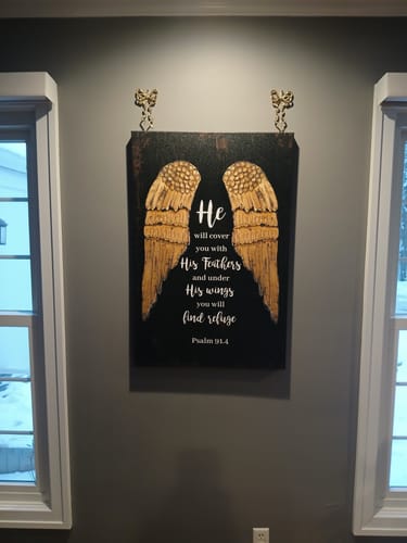 Customer photo review of Psalm 91:4 He Will Cover You With His Feathers Sign II