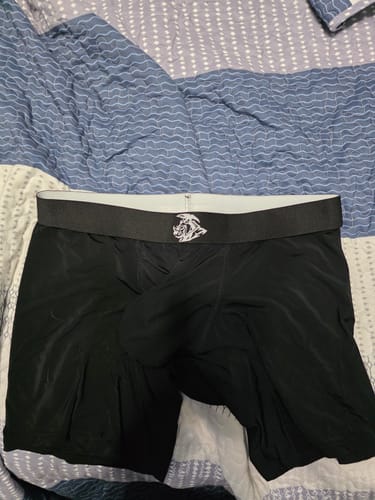 Customer photo review of Nylon 7in Boxer Briefs No Fly 6pk Black/Blue/Gray