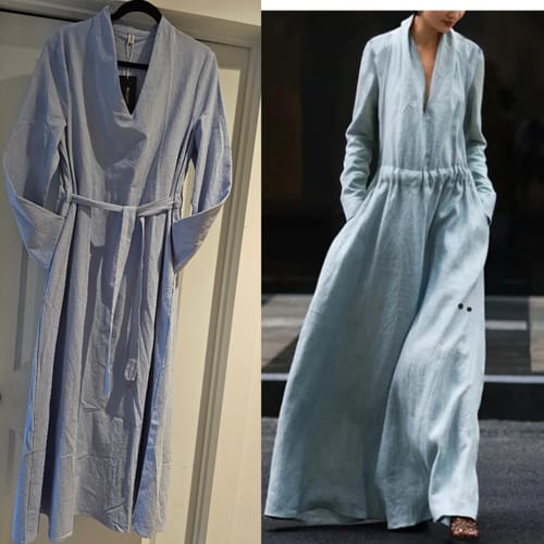 Rachael G. review of Long Sleeves Loose Elasticity Solid Color V-Neck Maxi Dresses image 1 out of 2