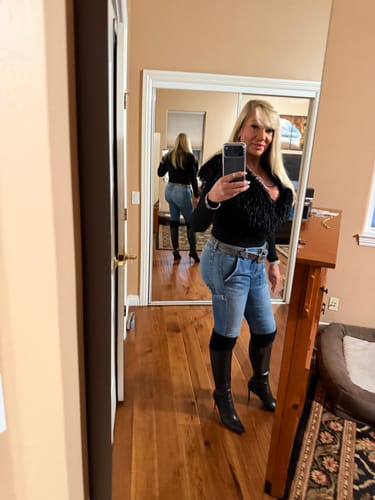 Customer photo review of Butter Feather V-Neck Bodysuit