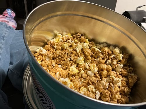Customer photo review of Build Your Own Popcorn Tin | 2 Flavor