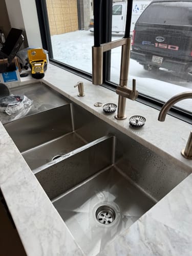 Customer photo review of 52" Large Stainless Steel Undermount Drainboard Sink - Double Bowl - Reversible (5PD15.15c)