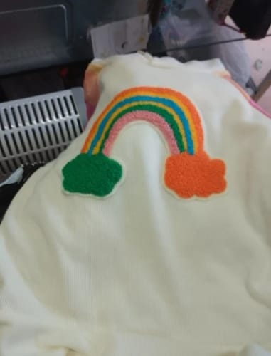 Customer photo review of Long Sleeve Rainbow Hooded Dress