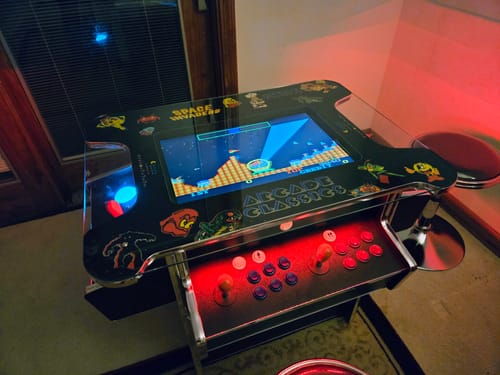 Customer photo review of Cocktail Table Arcade 4600 Games Dark Wood