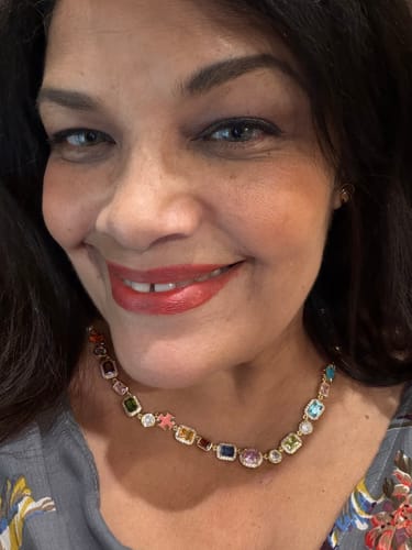 Customer photo review of Solstice Gemstone Necklace Gold