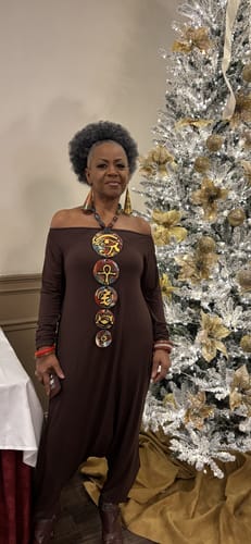 Customer photo review of Brown Harem Jumpsuit Marla