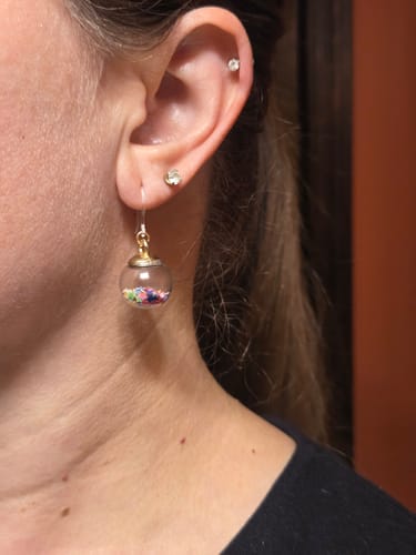 Customer photo review of Wish Upon a Star Dangles Hypoallergenic Earrings for Sensitive Ears Made with Plastic Posts