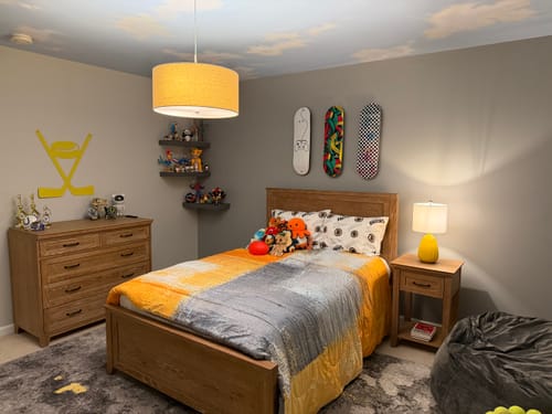 Customer photo review of Custom Metal Hockey Sticks and Puck Wall Art | Indoor Outdoor | Up to 46" | 20+ Color Options