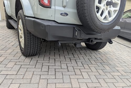 Customer photo review of Ford Bronco 2021+ Rear Tow Hitch w/ Shackle Tabs (Rated Class III 5,000-lbs Towing)