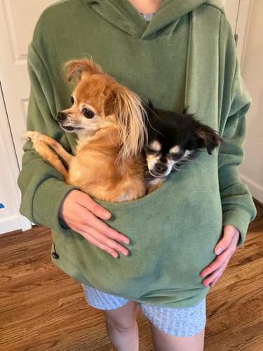 Customer photo review of Fleece Kangaroo Hoodie - Olive – 2-15 lbs / 1-7 kg (Autumn/Winter)