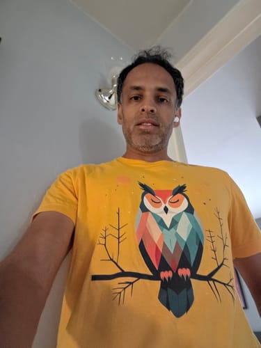 Customer photo review of Geometric Owl T-Shirt