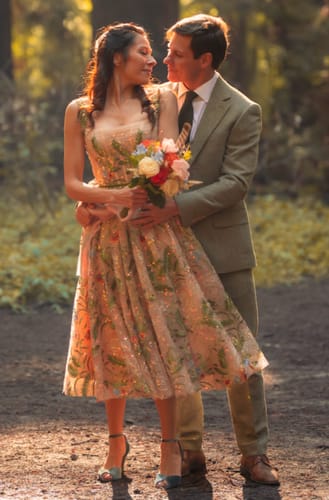 Customer photo review of Straps Corset Floral Embroidery Beaded Midi Dress