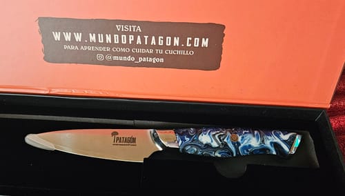 Customer photo review of Cuchillo Puntilla Acero Damasco 67 capas hoja 10 cm - GLACIAR