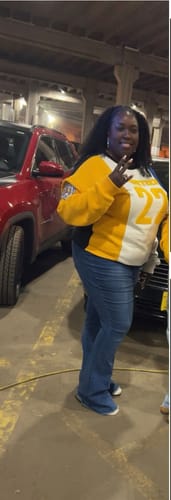 Customer photo review of Sigma Gamma Rho Rhovember Nineteen 22 Chenille and Embroidered Sweatshirt