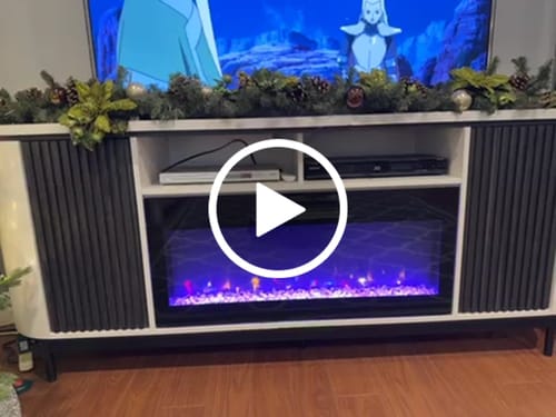 Customer video review of 76" Fluted Doors Curved Modern Fireplace TV Stand
