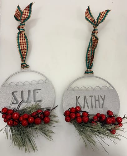Customer photo review of Traditional Name Ornament for Christmas Tree - 2 Pack