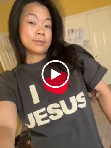 Customer video review of I Love Jesus Stitched Premium Tee