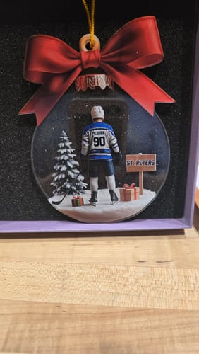 Customer photo review of Personalized Hockey Player Ornament With Name Number & Color Unique Christmas Gift For Hockey Players Coach Sports Lover