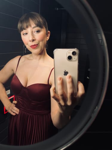 Customer photo review of Milan Dress in Wine by Elle Zeitoune - RENTAL