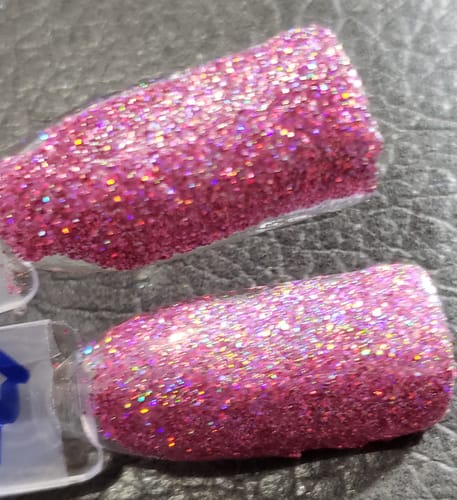 Customer photo review of HC8 Raspberry Parade Pink Glitter Dip Powder