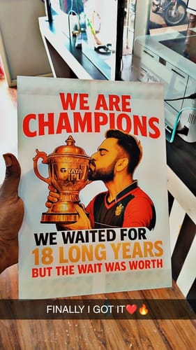 Customer photo review of VK Exclusive - RCB Triumph Moment- Acrylic Poster