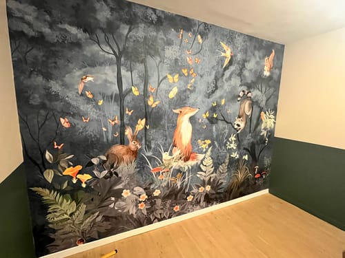 Customer photo review of Papier Peint Animaux Bleue Forêt et Copains