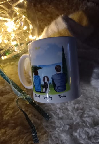 Customer photo review of Couple & Dogs - Life is better with a dog Personalised Mug