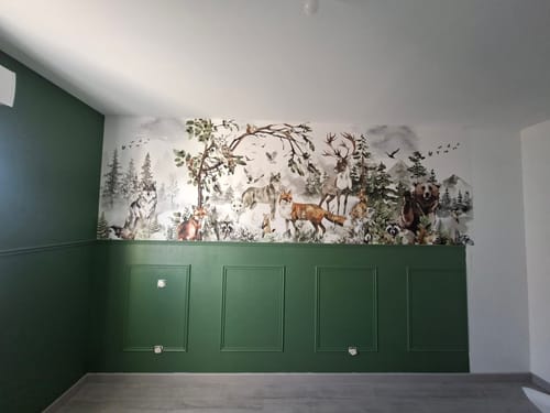 Customer photo review of Papier Peint Animaux Motif Forêt Cerf et Renard
