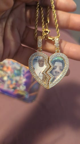 Customer photo review of Split heart Custom picture necklace