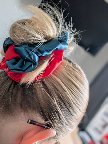 Customer photo review of CLAIRE - Satin Scrunchie | Petrol