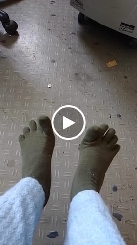 Customer video review of Vibram Merino Wool-Blend Crew Toe Socks Military Green