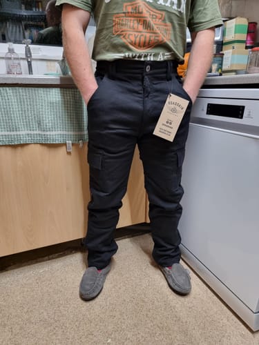 Customer photo review of Roadskin AA-rated Cargo Motorcycle Trousers - Black