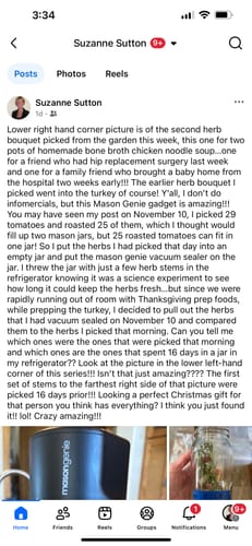 Suzanne S. review of Mason Genie® Vacuum Sealer Kit image 1 out of 2