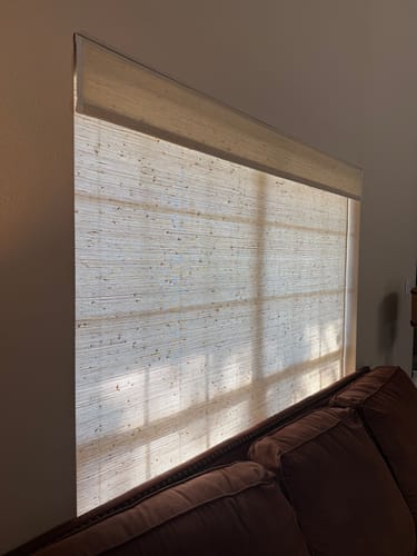 Customer photo review of SmartWings Motorized Woven Wood Shades 50%/70%/100% Blackout