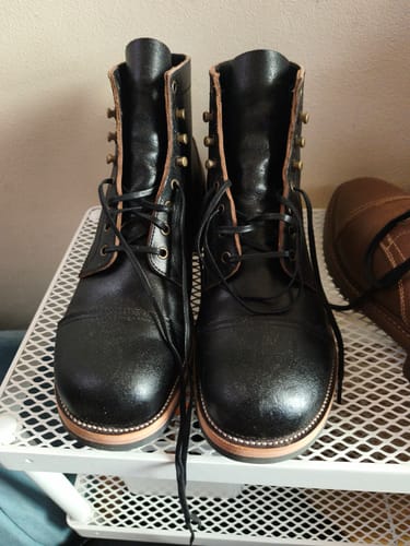 Customer photo review of Munson CapToe Logging Boot -luosjiet®boots - Black Waxed Flesh