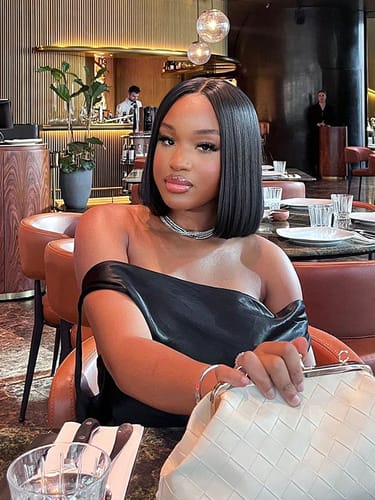 Customer photo review of Black Edition Blunt Cut Bob 10-12" Glueless Wig 5x5 HD Lace