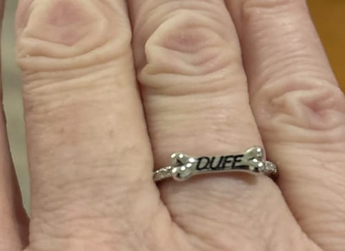 Customer photo review of Custom dog bone name ring