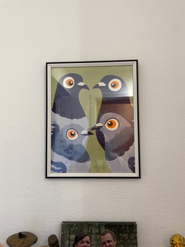 Customer photo review of Pigeons Art Print Retro Midcentury Pop Style Wall Poster for Kitchen Dining Room or Eclectic Urban Home Decor