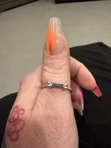 Customer photo review of Custom dog bone name ring