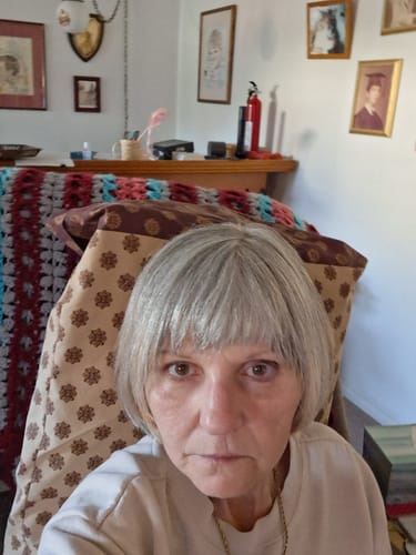 Reviewer's selfie showing her facial skin after using the Grass Fed Tallow & Honey Balm.